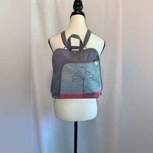 Women’s JAK’s‎ 3in1 Convertible Backpack Crossbody Grey Floral Embroidered